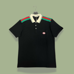 Gucci Shoulder Stripe Polo T-shirt - Black