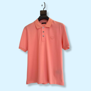 Prada Solid Logo Polo T-shirt - Peach