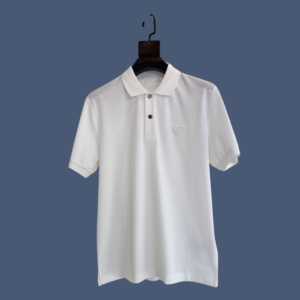 Prada Solid Logo Polo T-shirt - White