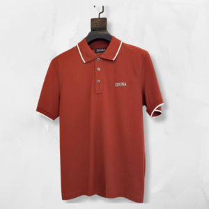 Zegna Polo T-shirt - White with Black Tipping