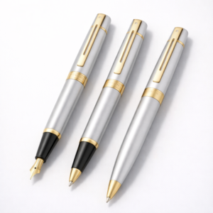 Sheaffer 300 Bright Chrome Gold Trim Pen