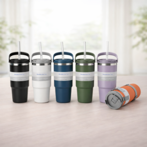 Plastic Lid 600 ml Vacuum Straw Tumbler